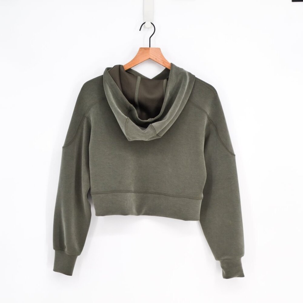 Lululemon Get Centred Crop Hoodie Grey Sage Women's 4 Cutout Modal Blend Relaxed - Picture 2 of 9